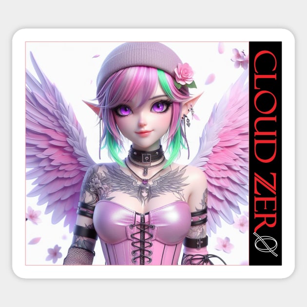 Cloud Zer0 Angel Girl Sticker by PlayfulPandaDesigns